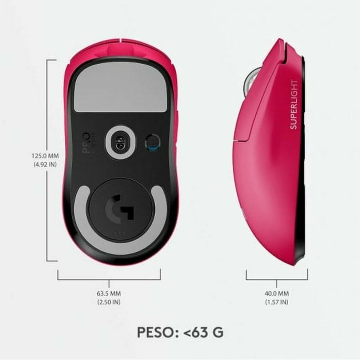 LOGITECH G PRO X SUPERLIGHT 2 Mouse gaming optical 5 buttons wireless 2.4 GHz USB LIGHTSPEED receiver pink