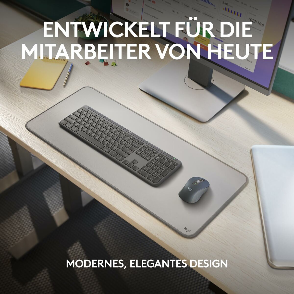 Logitech Signature Slim MK950 for Business clavier Souris incluse Bureau RF sans fil + Bluetooth QWERTZ Allemand Graphite