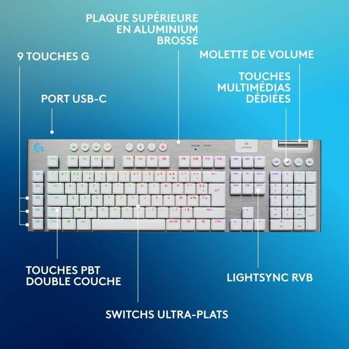 LOGITECH G915 X LIGHTSPEED Wireless Gaming Keyboard White (FR)