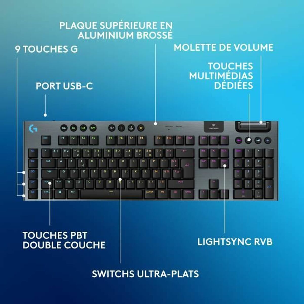 LOGITECH G915 X LIGHTSPEED Wireless Gaming Keyboard Black (FR)