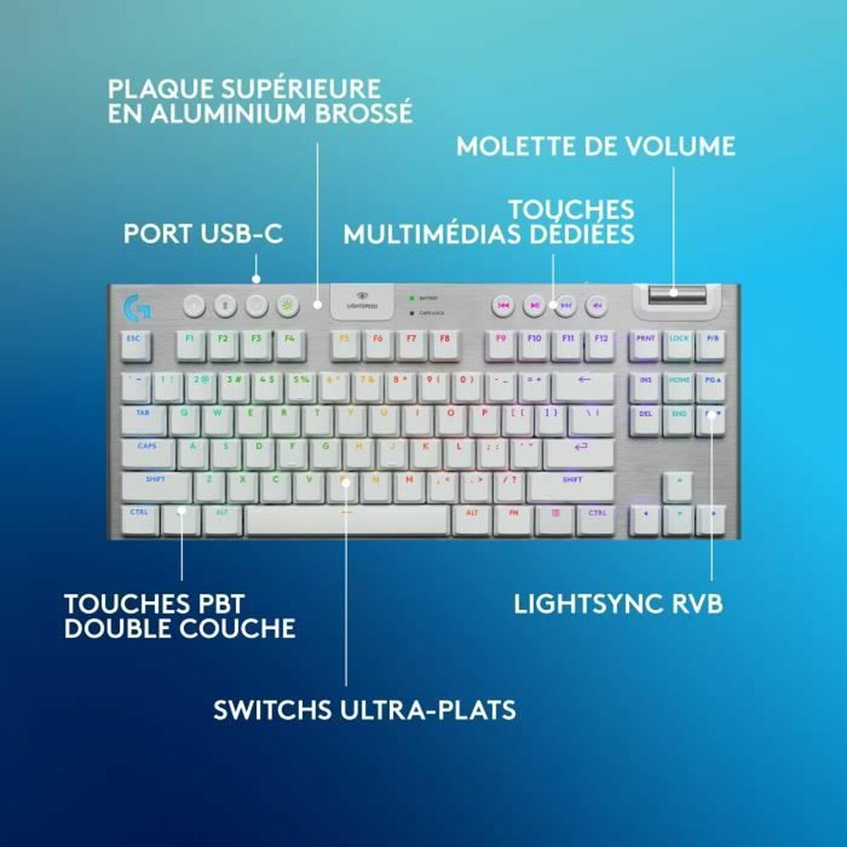 LOGITECH G915 X LIGHTSPEED TKL Wireless Gaming Keyboard White (FR)