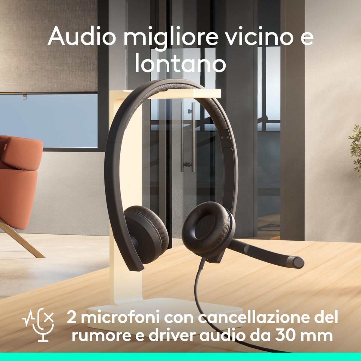 LOGITECH H570e Stereo Teams version Headset Black