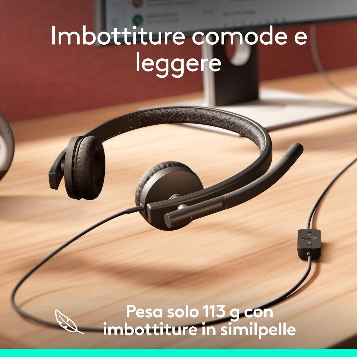 LOGITECH H570e Stereo Teams version Headset Black