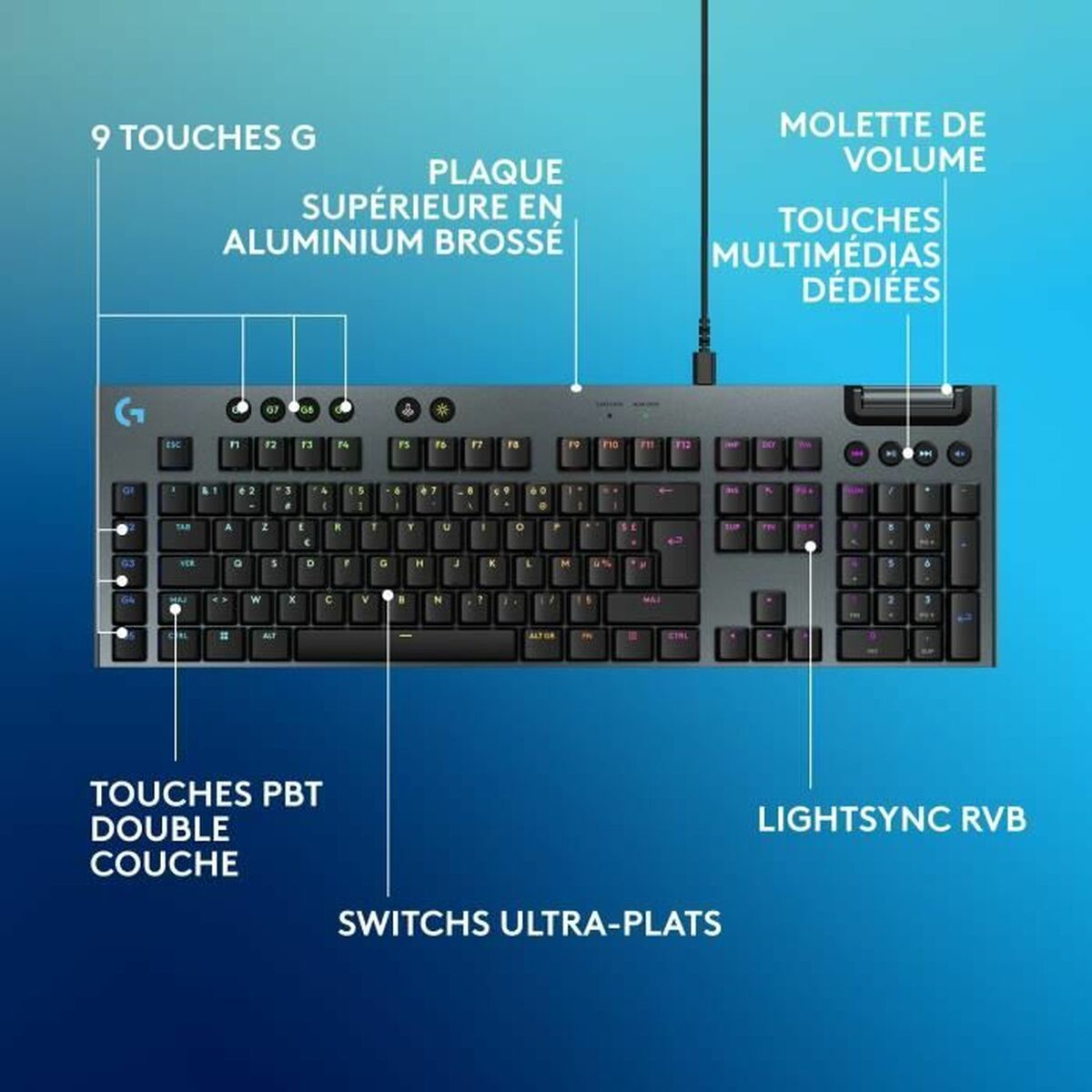 LOGITECH G915 X Wired Gaming Keyboard Black (FR)