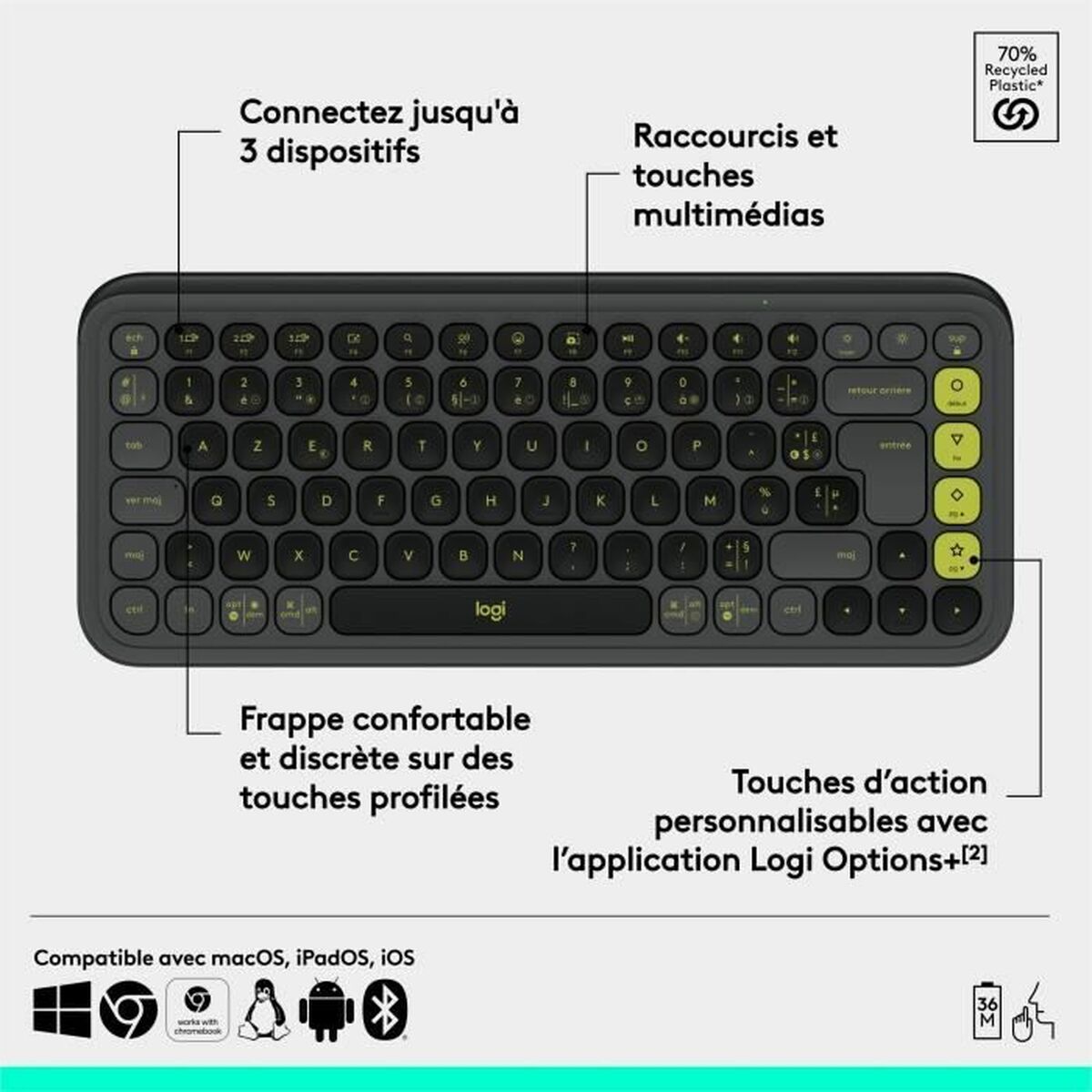 LOGITECH POP ICON KEYS - GRAPHITE (FR)