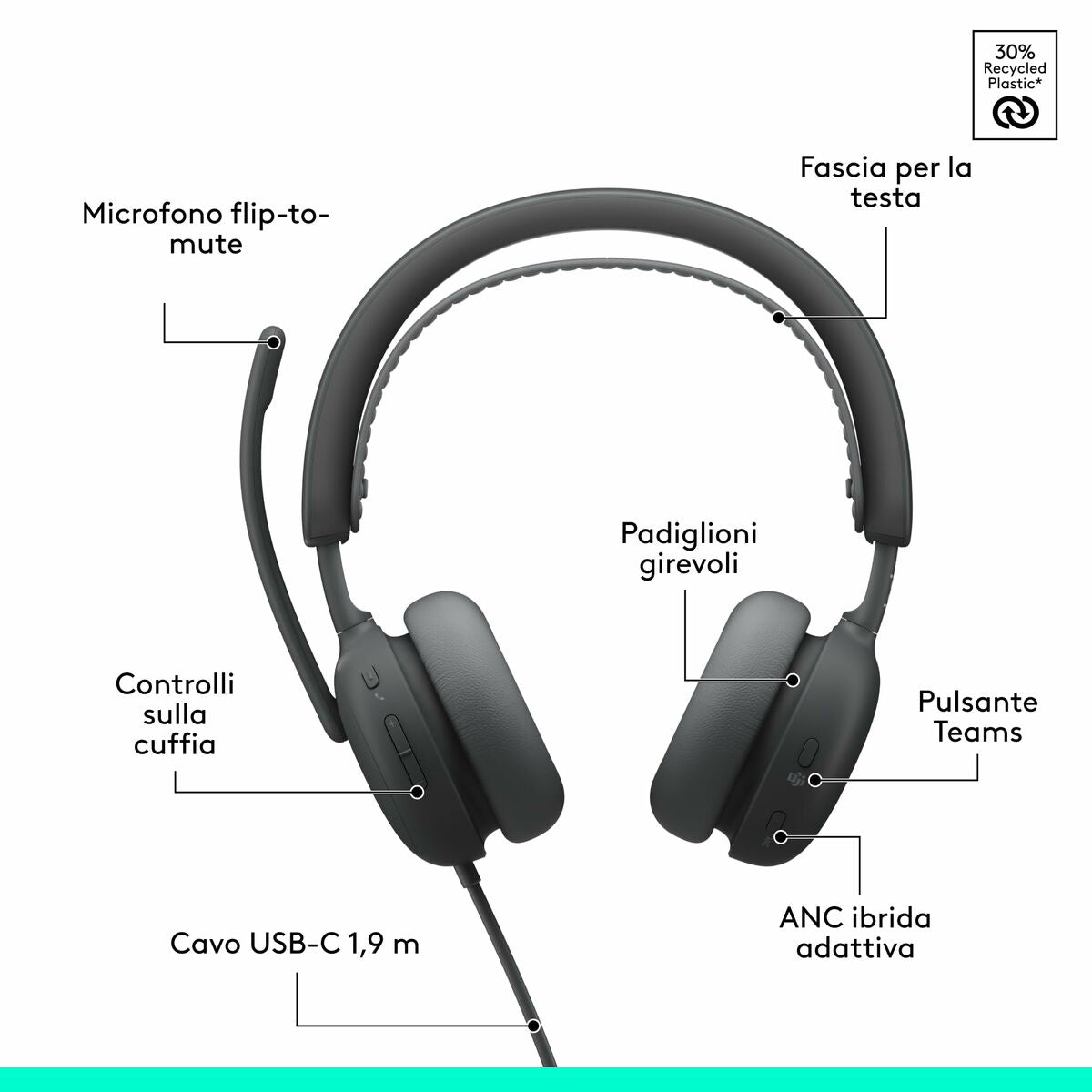 LOGITECH Zone Wireless 2 ES for B - Graphite