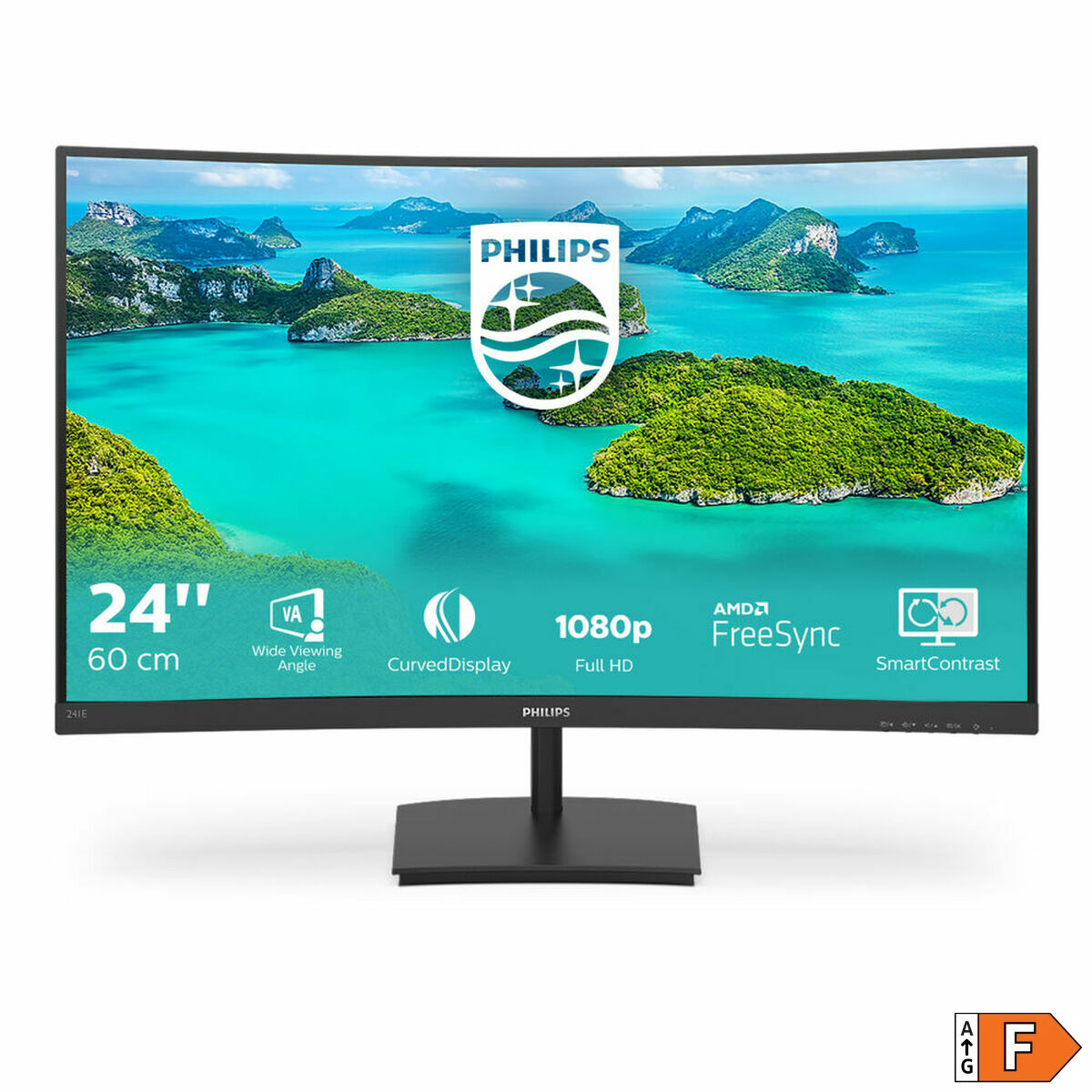 PHILIPS 241E1SCA Écran LED - incurvé - 24p - Full HD - 5 Hz - VA - 250 cd/m2 - 3000:1 - 4ms- VGA - HDMI- HP