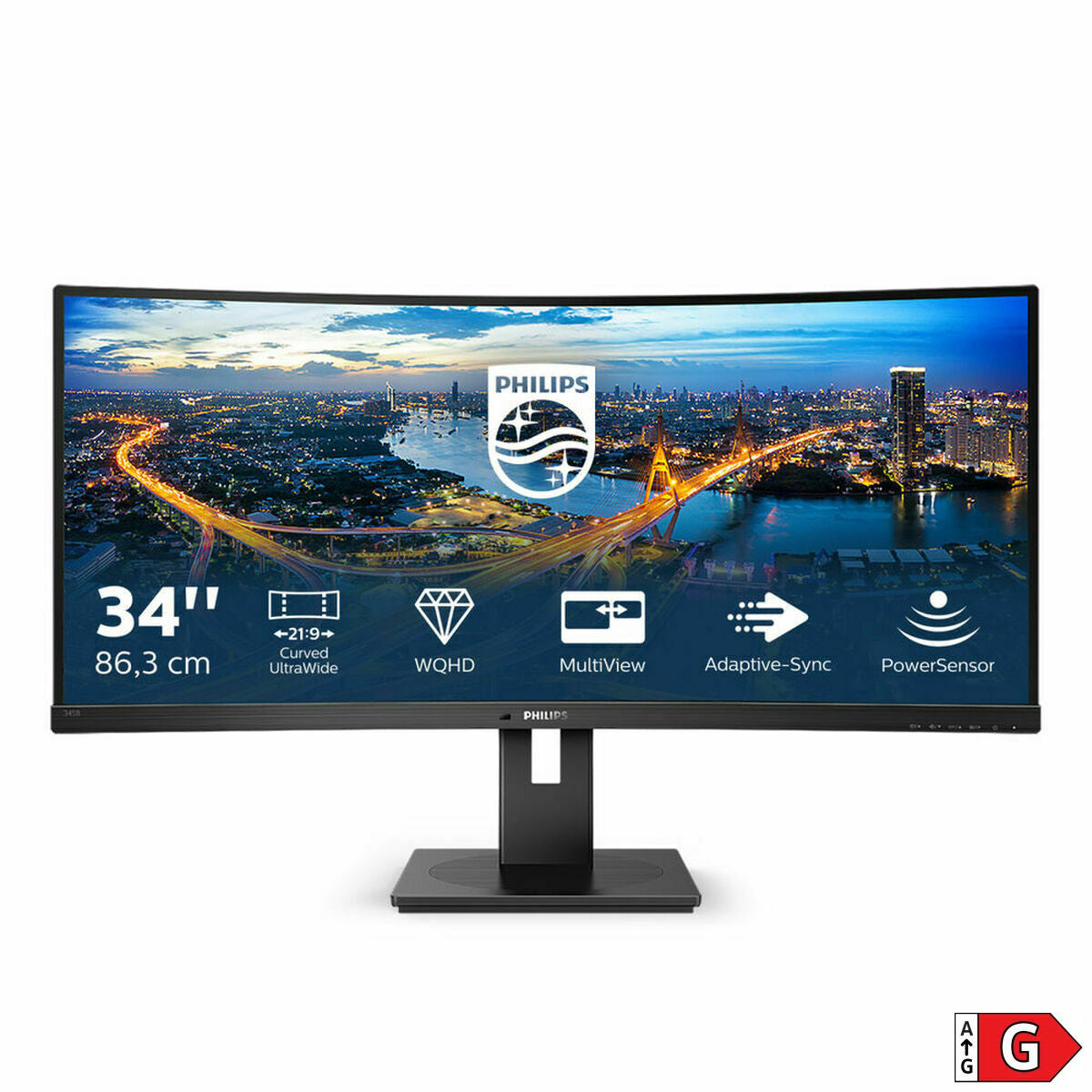 PHILIPS 345B1C - écran  incurvé - 34" - 3440 x 1440 WQHD @ 100 Hz - VA - 300 cd/m² - 3000:1 - 5 ms - 2xHDMI, DP- haut-parleurs