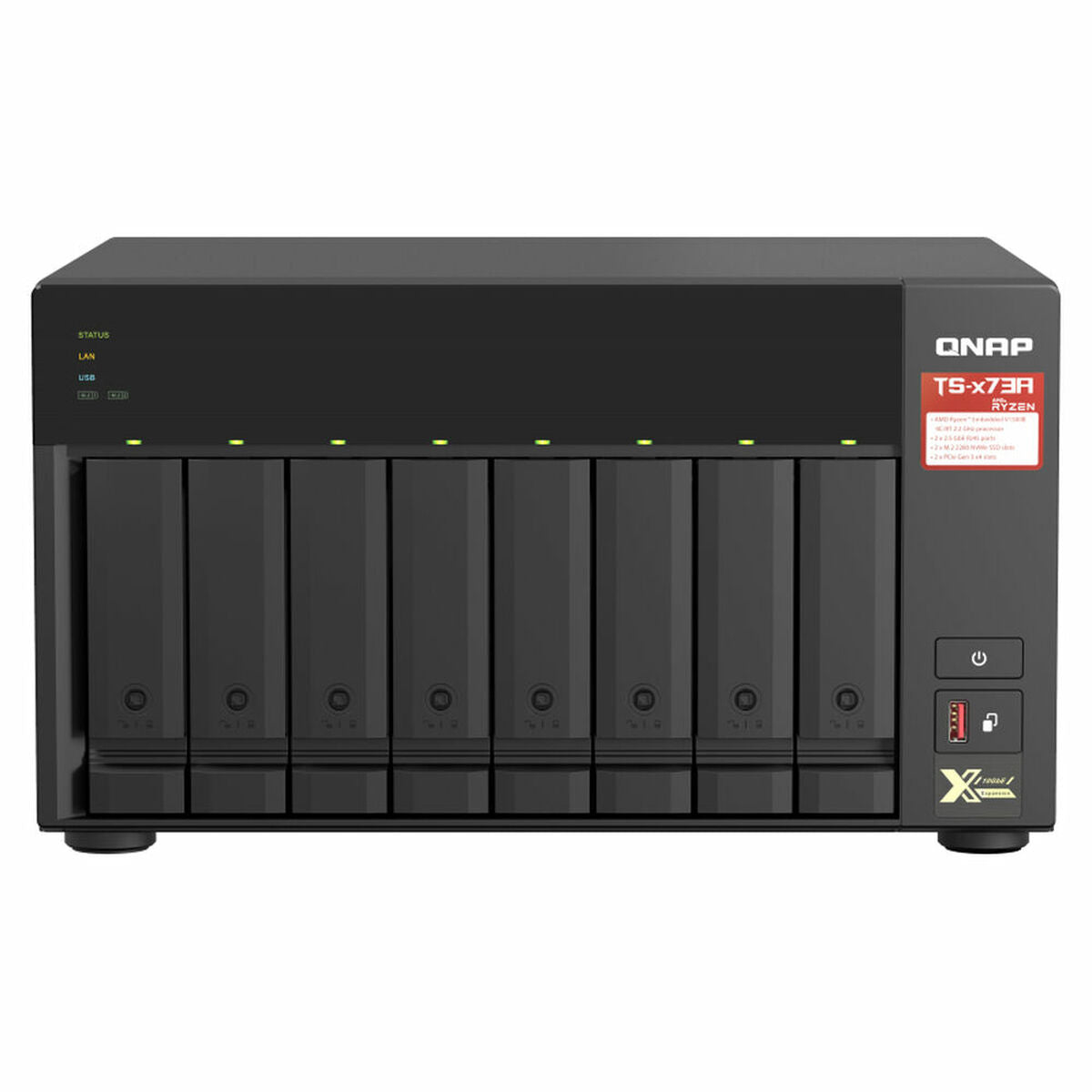 Desktop 8Bay NAS 8GB RAM 2x2.5Gbe Black
