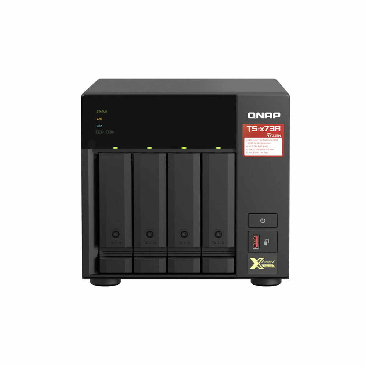 QNAP TS-473A-8G NAS AMD Ryzen Embedded V1500B 8Go SO-DIMM DDR4 4x 2.5/3.5inch SATA 6Gbps 2x M.2 2280 NVMe PCIe Gen3 x1 slots