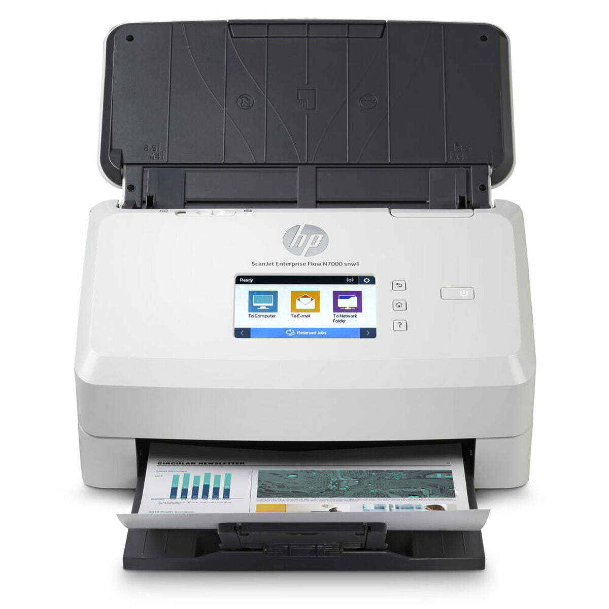 HP ScanJet Enterprise Flow N700 de document scanner CMOS CIS Duplex 216x3100mm 600x600dpi 75ppm ADF 80sheets 7500scans LAN Wi-Fi