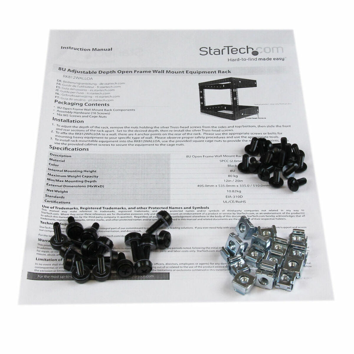 Rack 8U for wall mount