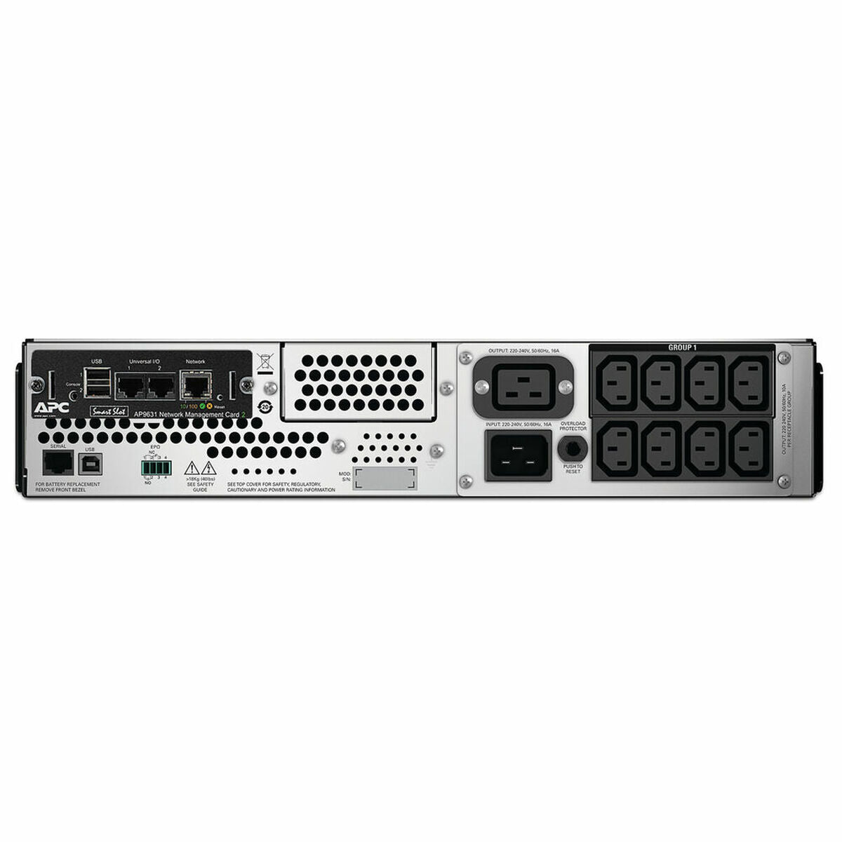 APC Smart-UPS 2200VA LCD RM UPS Rack AC 230V 1980Watt 2200VA Ethernet RS-232 USB oc 9 2U with APC UPS Network Management Card