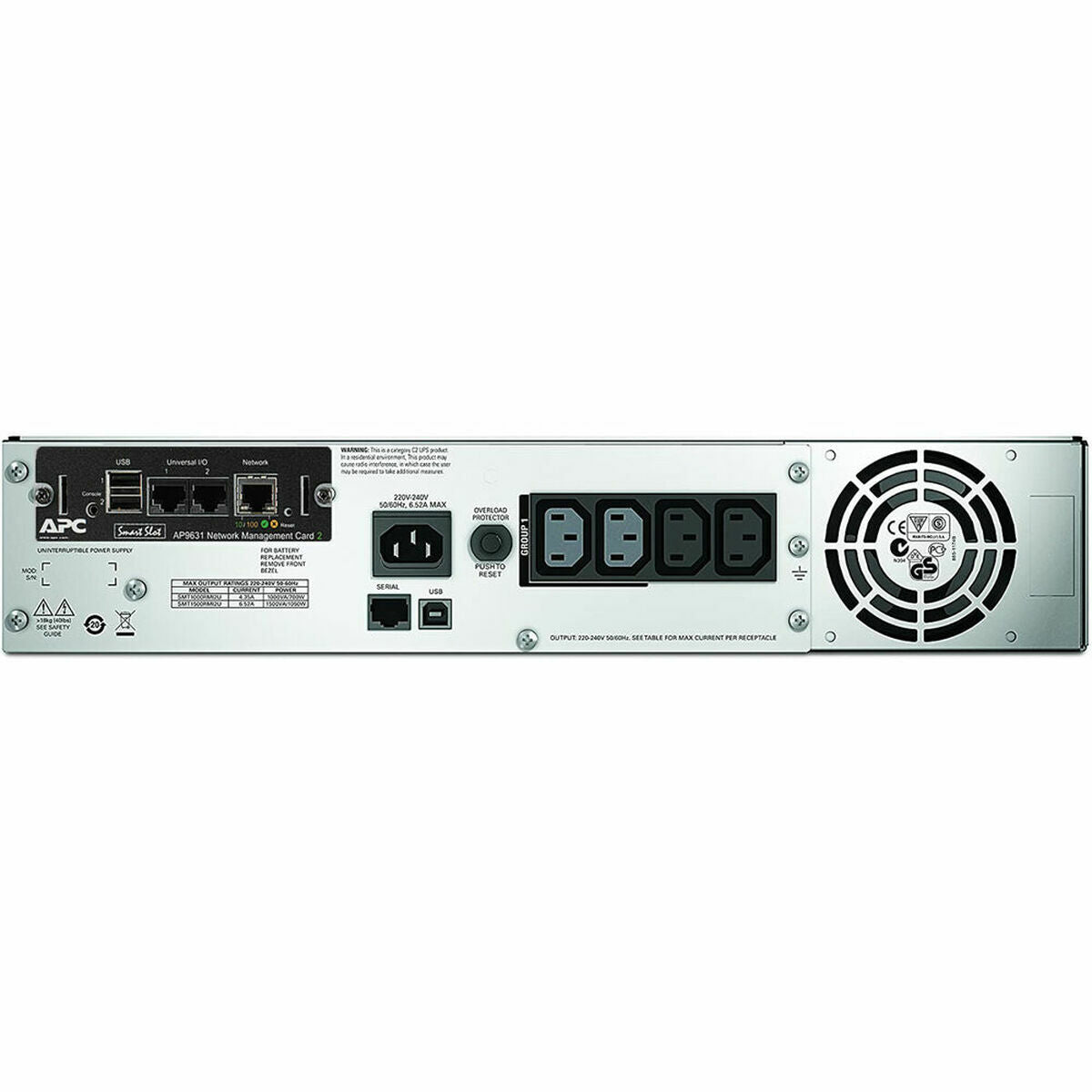 APC Smart-UPS 1500VA LCD RM UPS Rack AC 230V 1000Watt 1500VA Ethernet RS-232 USB oc 4 2U BK with APC UPS Network Management Card