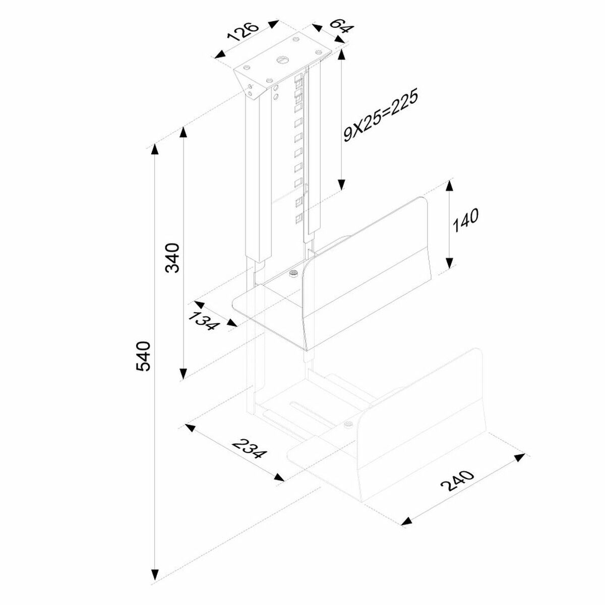 NEOMOUNTS CPU-D200BLACK Support pour ordinateur - max 30 kg - universel