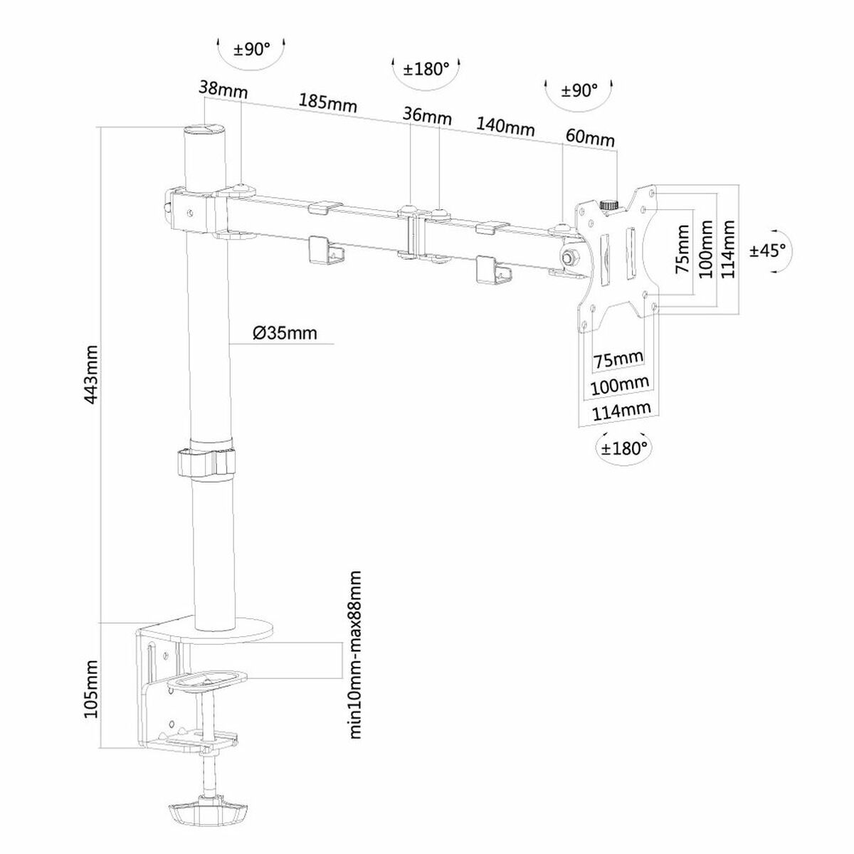 NEOMOUNTS FPMA-D550BLACK Support décran à fixer 10-32p
