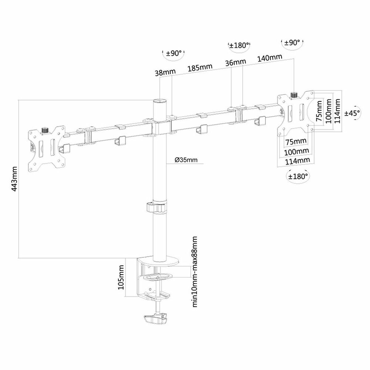 NEOMOUNTS FPMA-D550DBLACK Support décran à fixer 10-32p