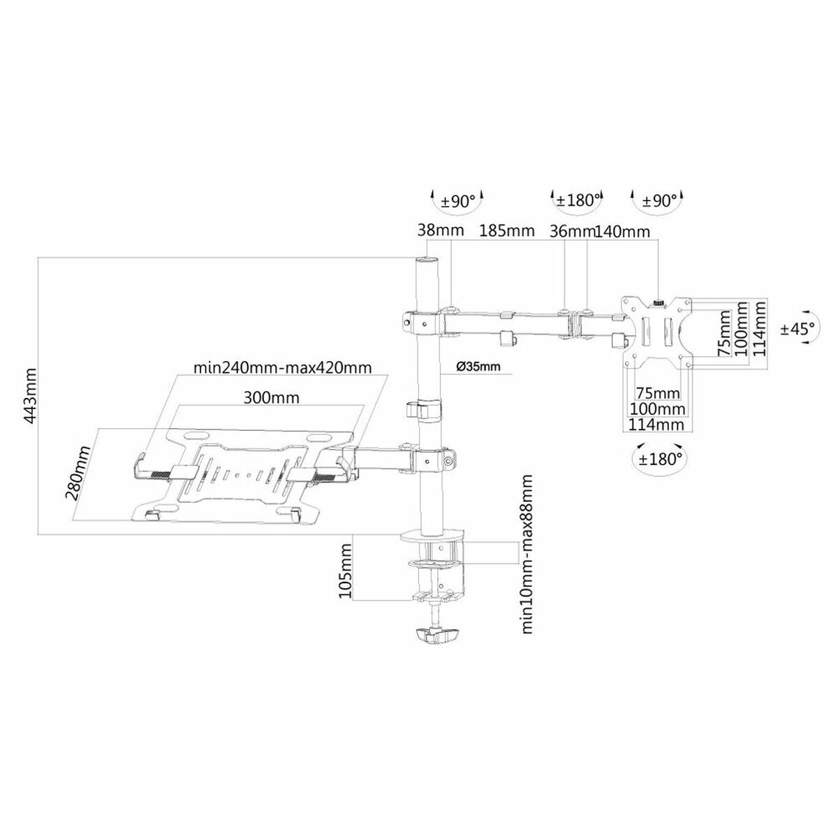 NEOMOUNTS FPMA-D550NOTEBOOK Support décran à fixer avec support pour ordinateur portable 10-32p