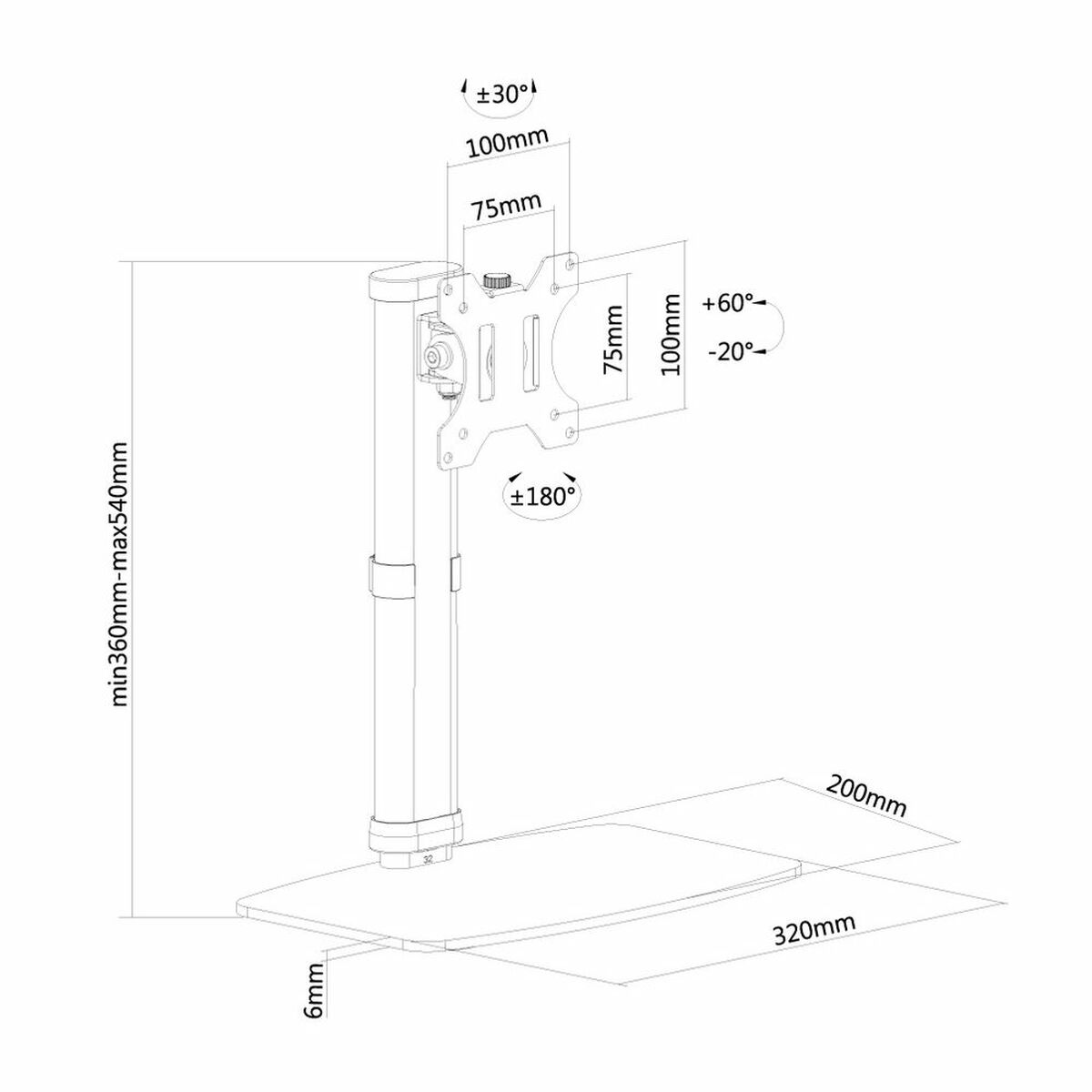 NEOMOUNTS FPMA-D890WHITE Support décran à poser 10-30p