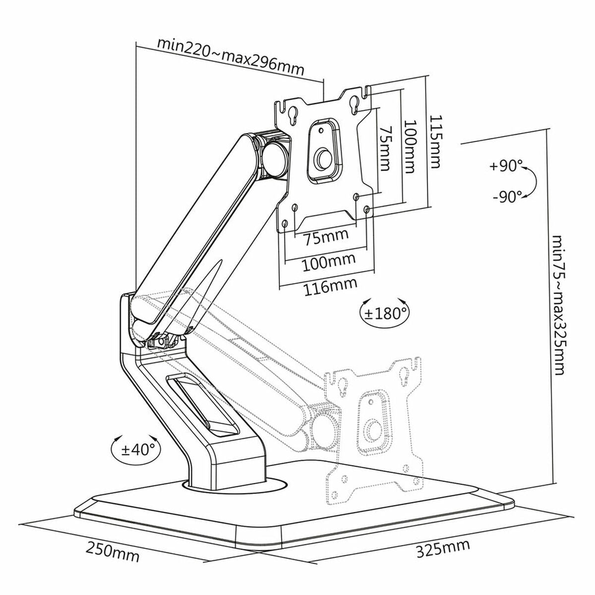 NEOMOUNTS FPMA-D885BLACK Support décran à poser 15-32p - ressort à gaz