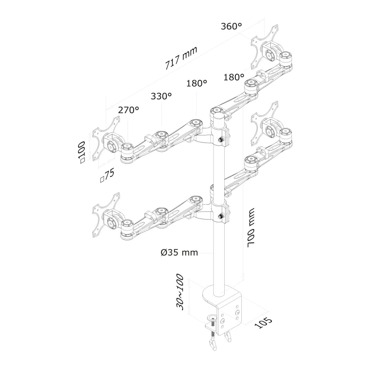 NEOMOUNTS FPMA-D935D4 Support décran à fixer 10-27p