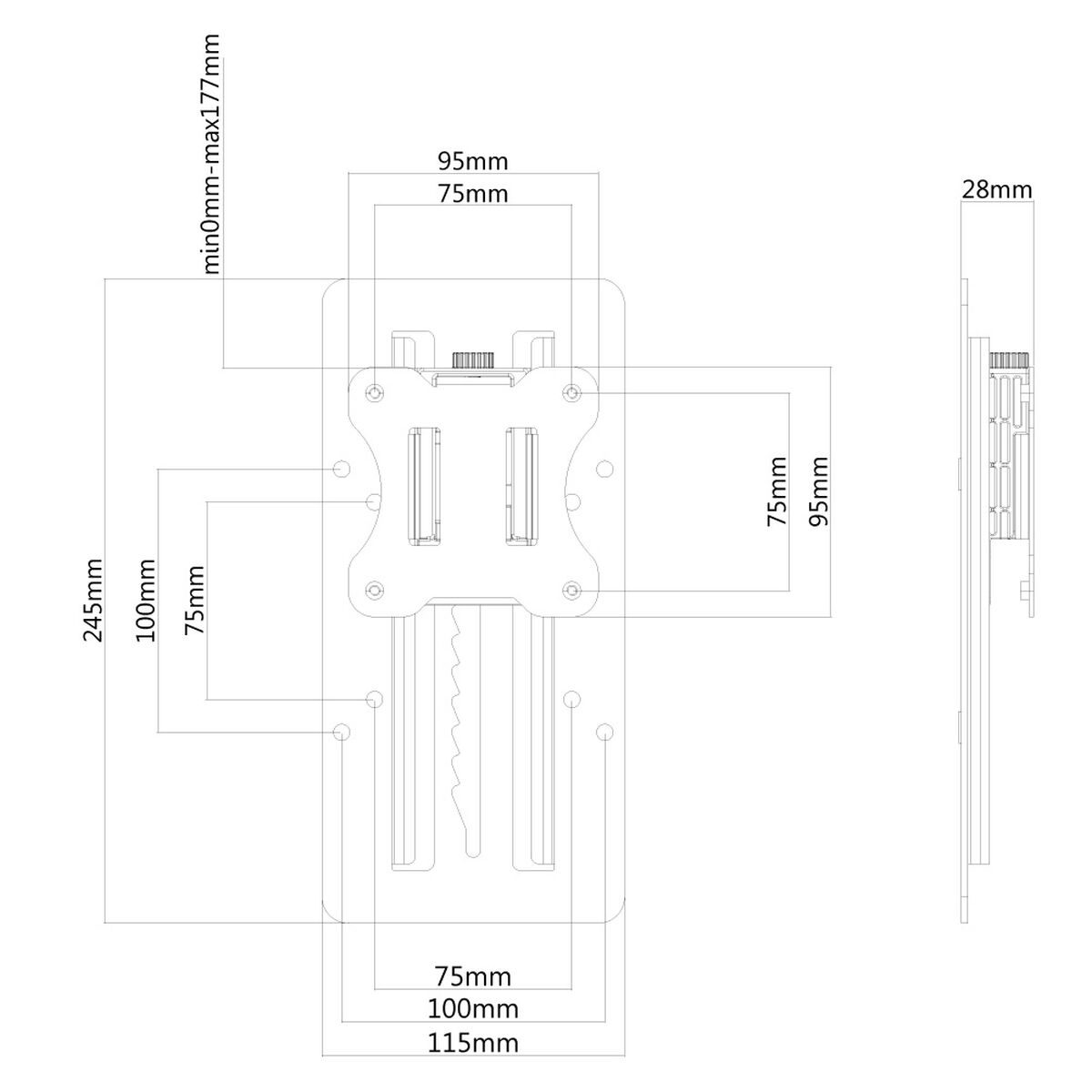 NEOMOUNTS FPMA-LIFT100BLACK Adaptateur VESA réglable en hauteur - universel