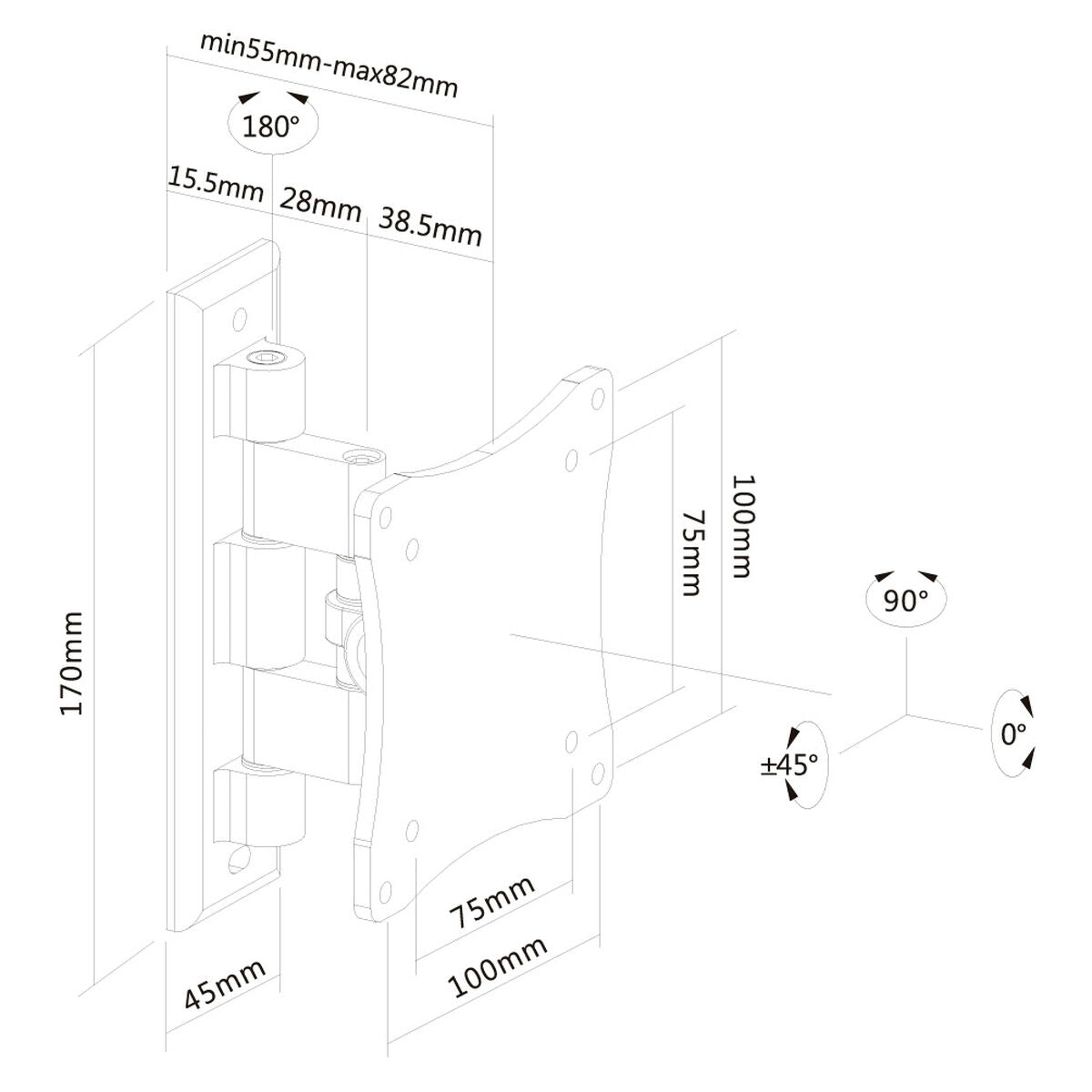 NEOMOUNTS FPMA-W810BLACK Support décran mural 10-27p - orientable