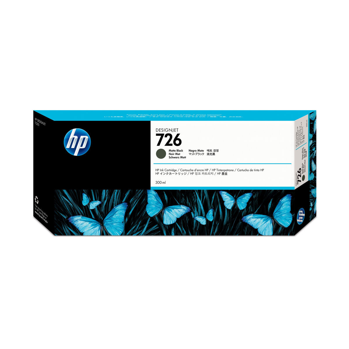 HP 726 original Ink cartridge CH575A matte black standard capacity 300ml 1-pack with Vivera Ink cartridge
