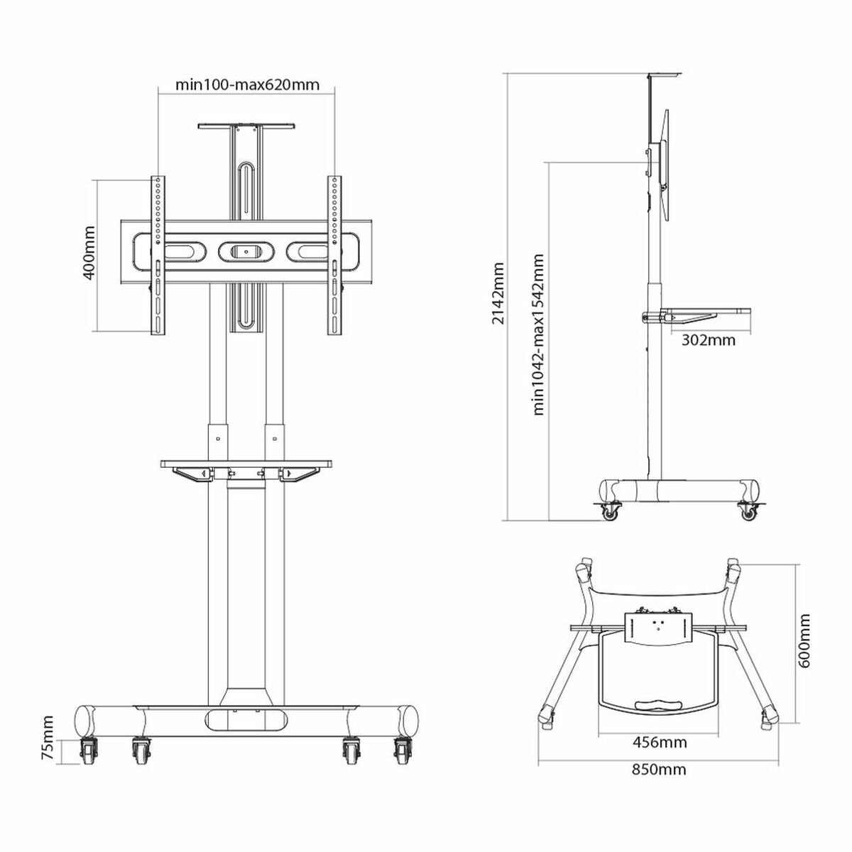NEOMOUNTS NM-M1700BLACK Chariot pour écran 32-75p