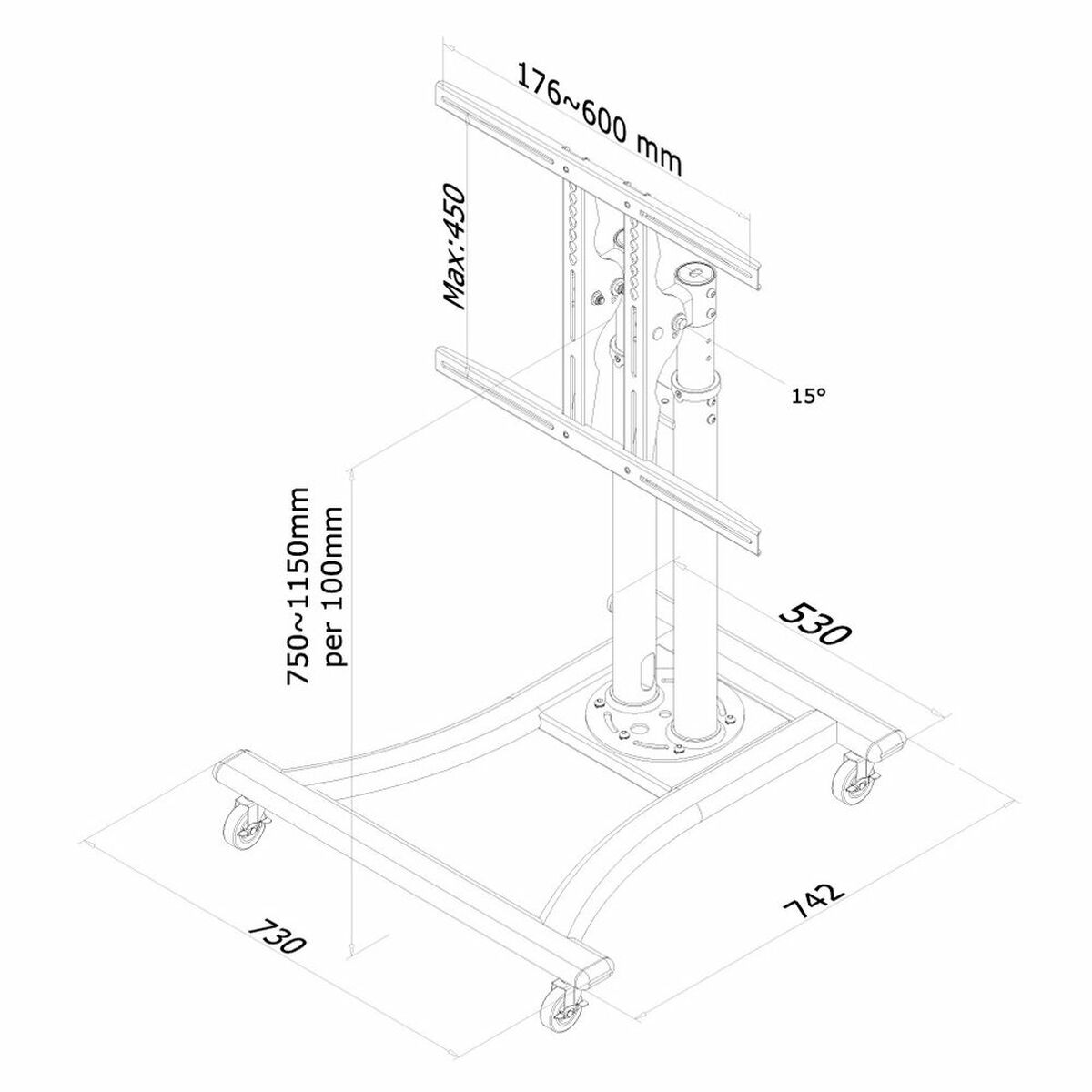 NEOMOUNTS PLASMA-M1200 Chariot pour écran 42-70p