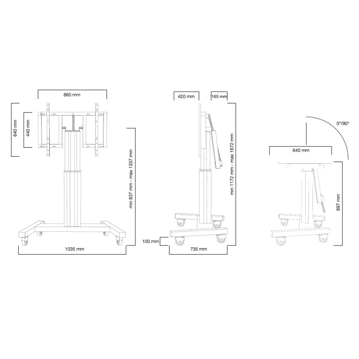 NEOMOUNTS PLASMA-M2500TBLACK Chariot pour écran 42-100p - motorisé - fonction dinclinaison de la table