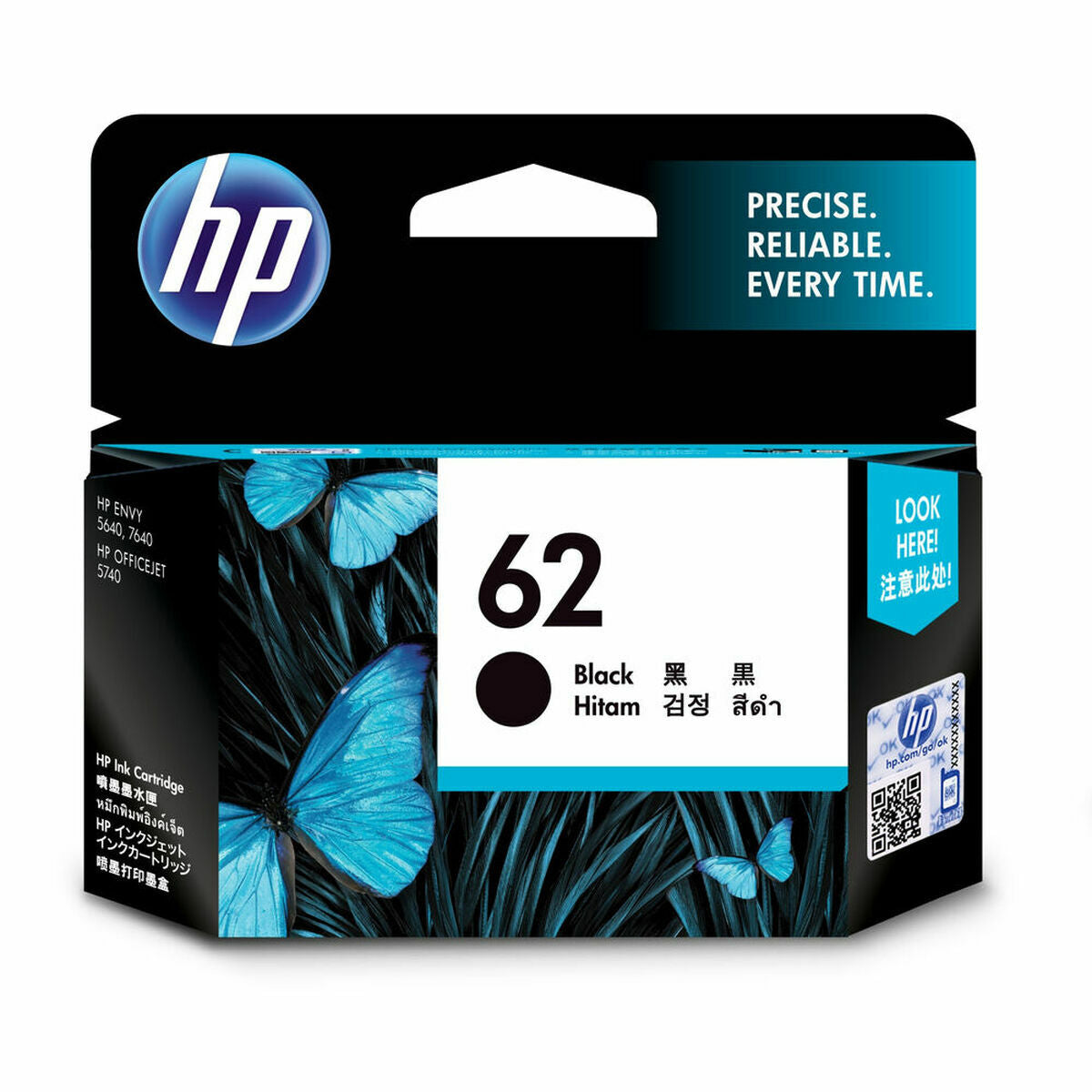 HP 62 Black Original Ink Cartridge cartouche d'encre 1 piece(s) Noir