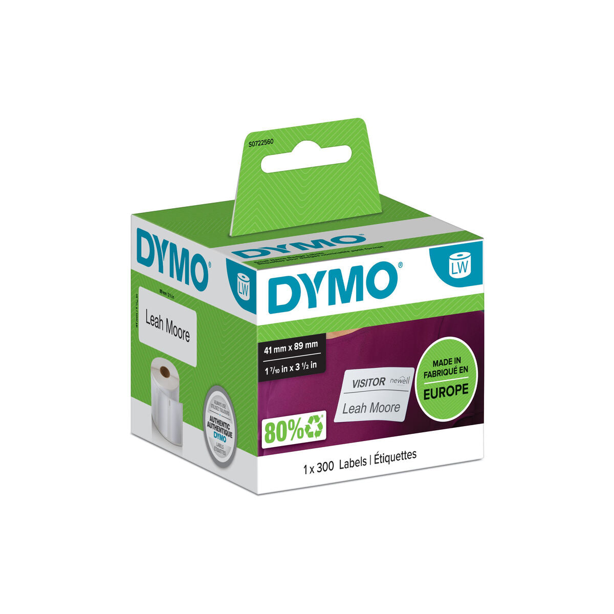 DYMO Rouleaux de 300 étiquettes badge 89 x 41 mm