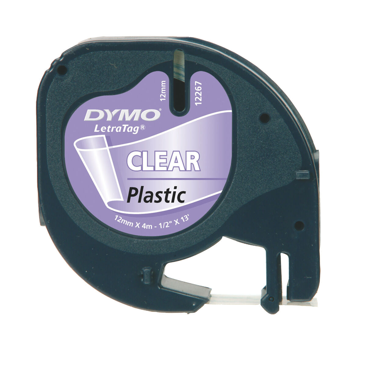 Ruban plastique dymo noir/transparent 12MM pour letratag