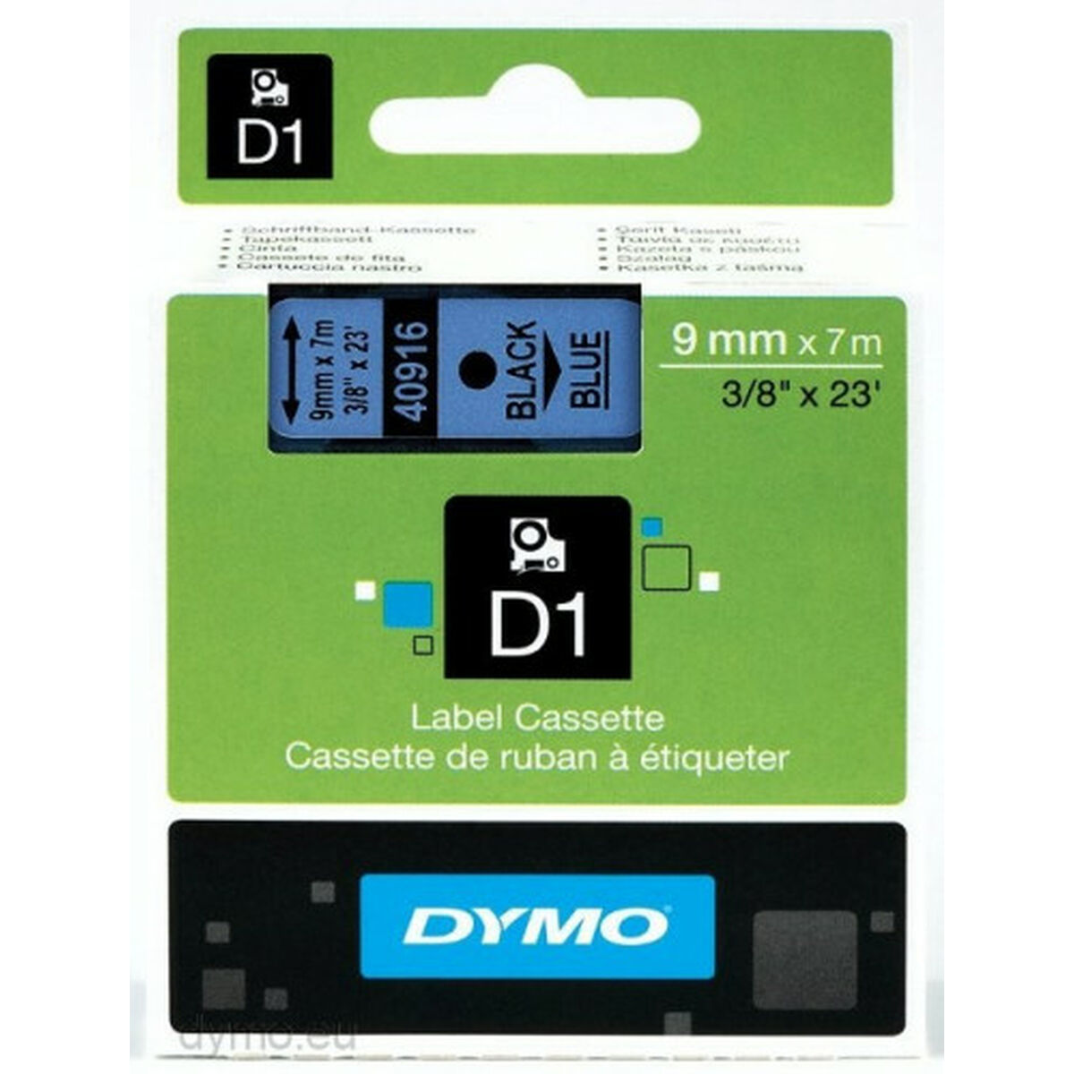 Ruban 9MM noir sur bleu pour LP150/250-LM350/450/210D/220P