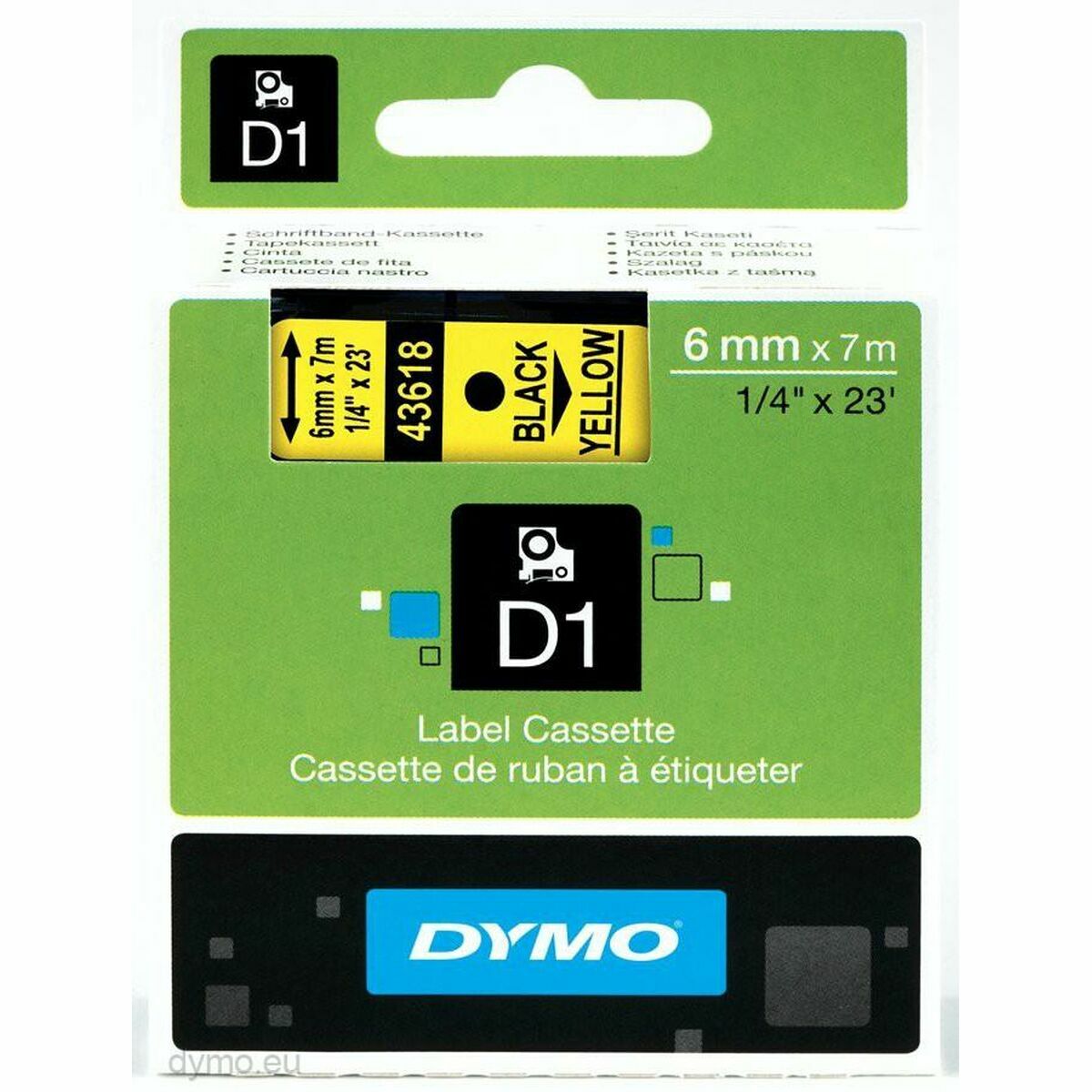 Ruban 6MM noir sur jaune pour LP150/250-LM350/450/210D/220P