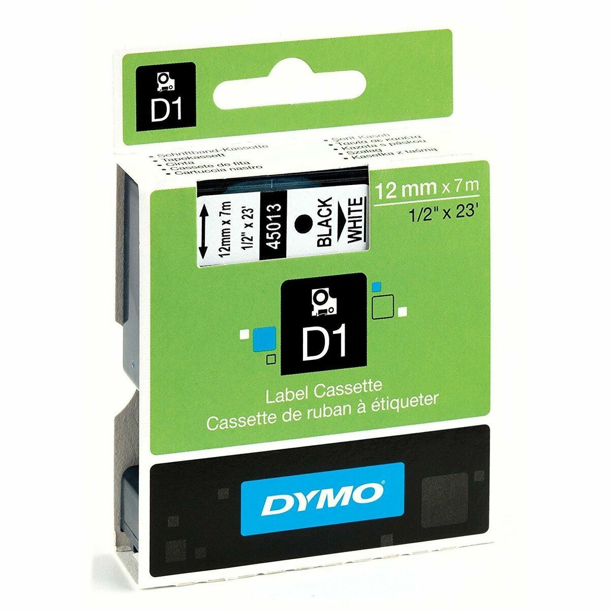 DYMO Ruban D1 - 12 mm noir sur blanc