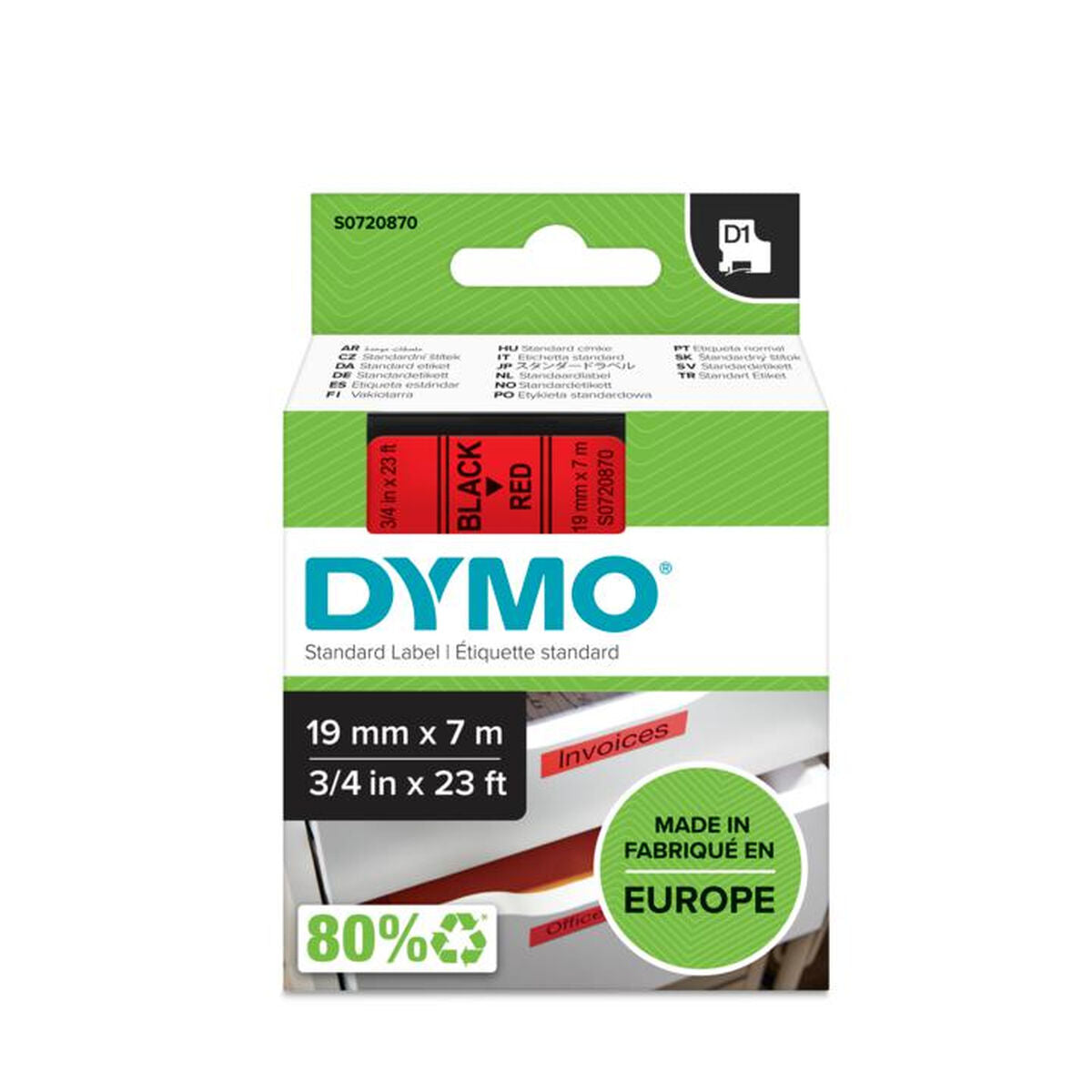 Ruban 19MM noir sur rouge pour labelmanager 350/450/300/400