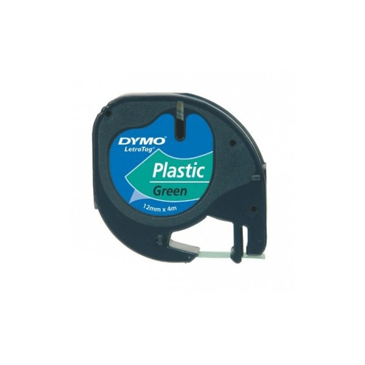 Ruban plastique dymo noir/vert 12MM pour letratag