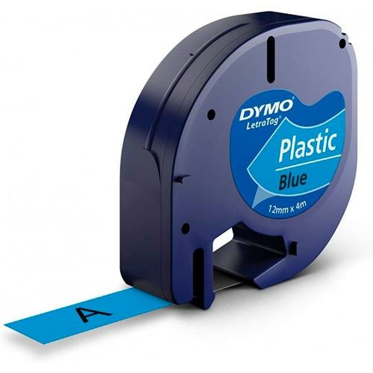 Ruban plastique dymo noir/bleu 12MM pour letratag
