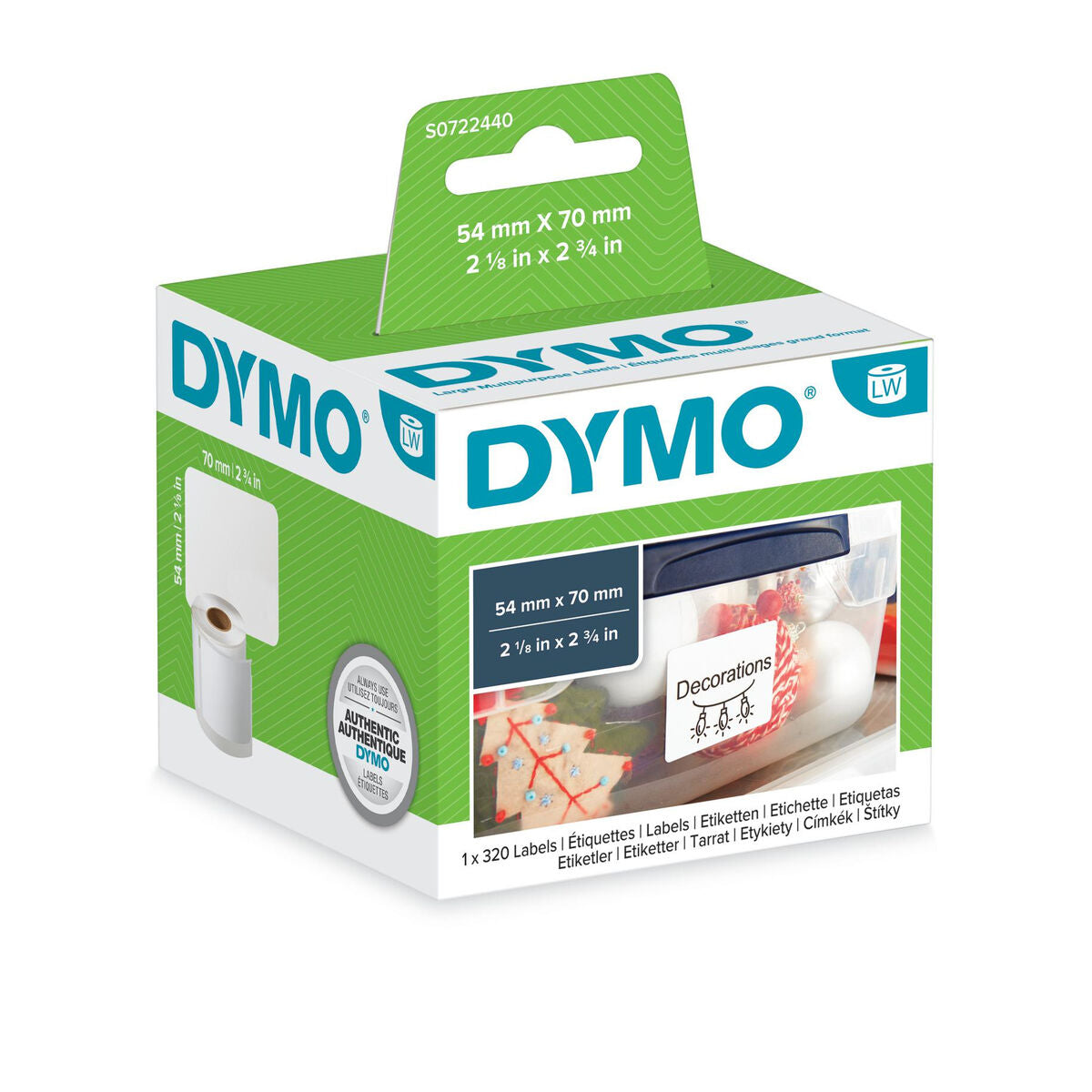 Rouleau dymo 320 etiquettes disket 54x70MM pour labelwriter