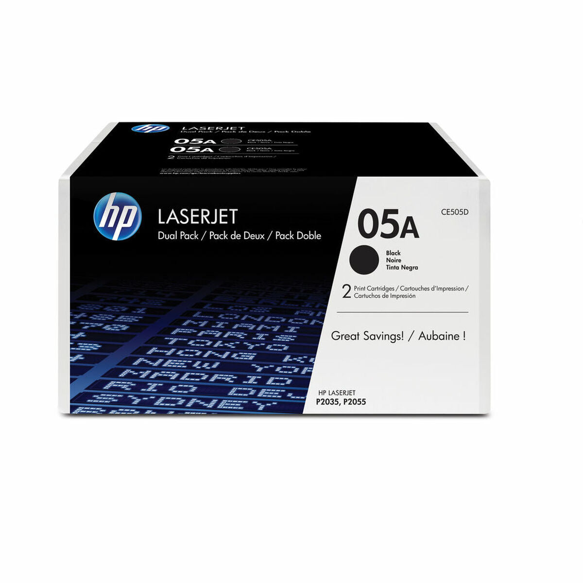 HP 05A original LaserJet Toner cartridge CE505D black standard capacity 2 x 2.300 pages 2-pack