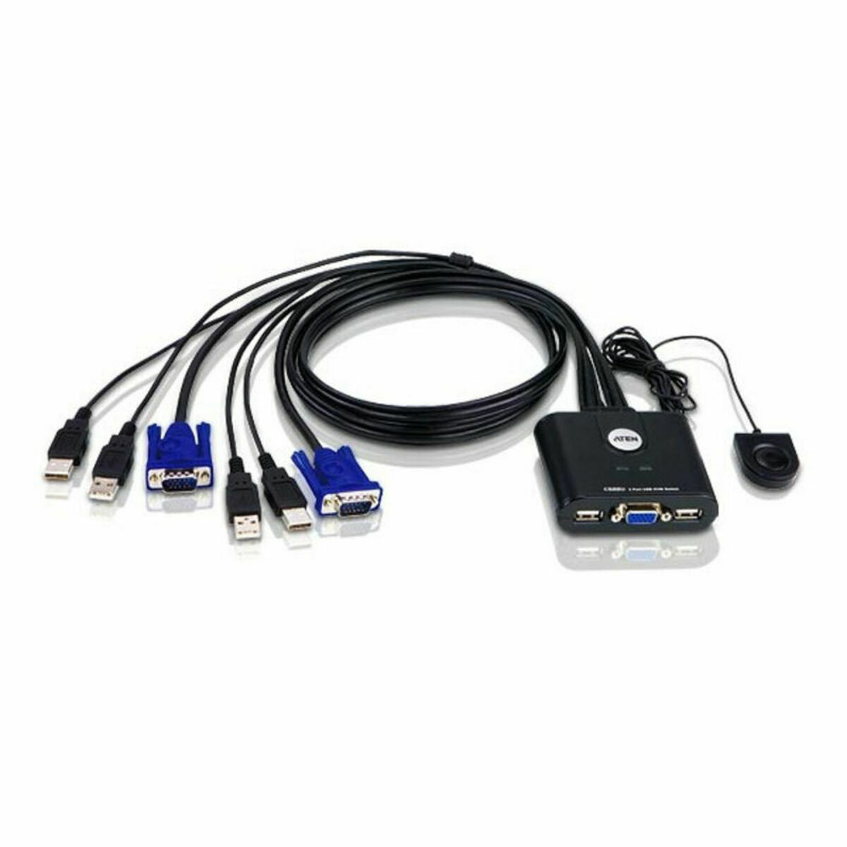 ATEN CS22U-AT commutateur écran, clavier et souris Noir