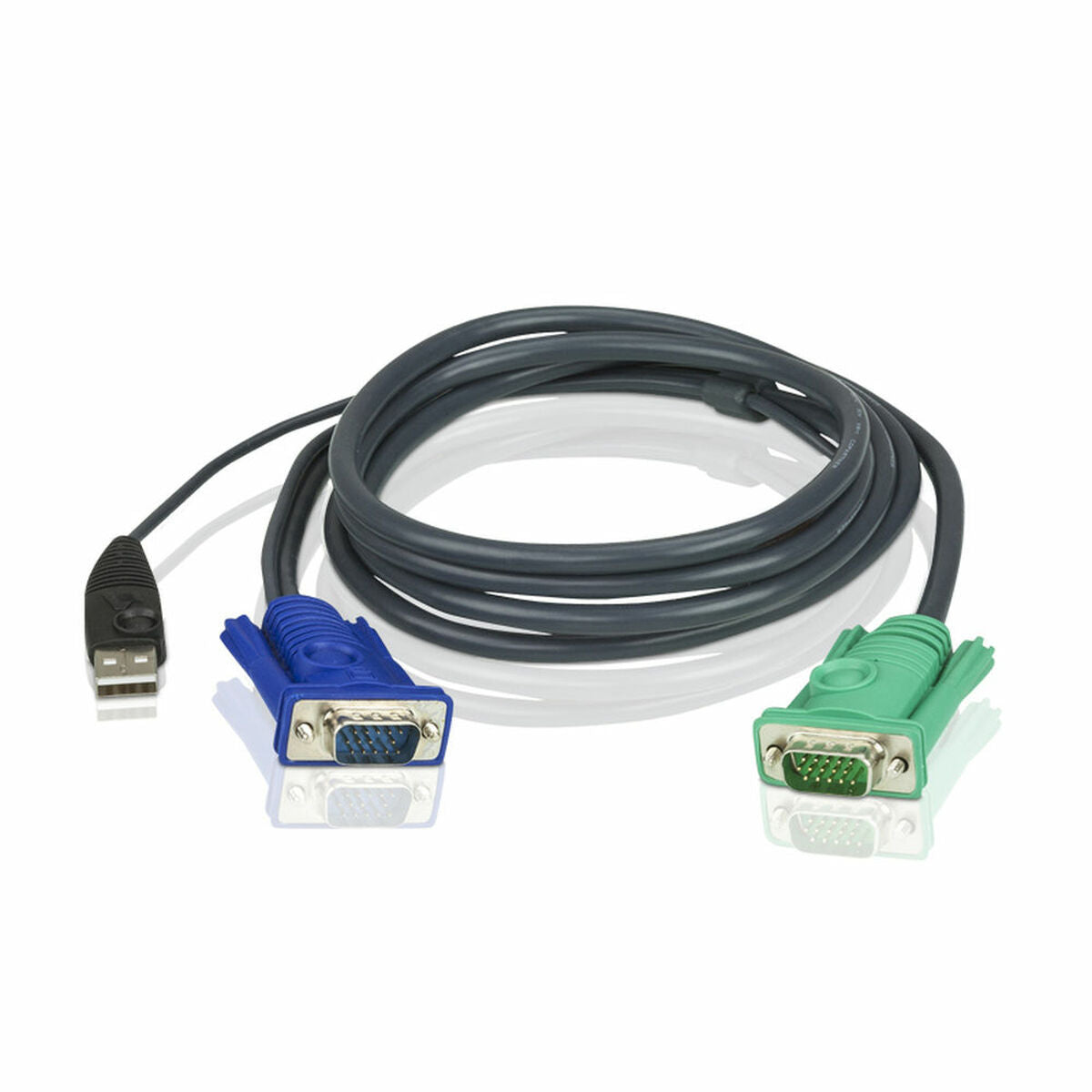 ATEN Câble KVM USB 1,8m avec SPHD 3 en 1 - 1,8 m - VGA - Noir - HDB-15 + USB A - SPHD-15 - Mâle