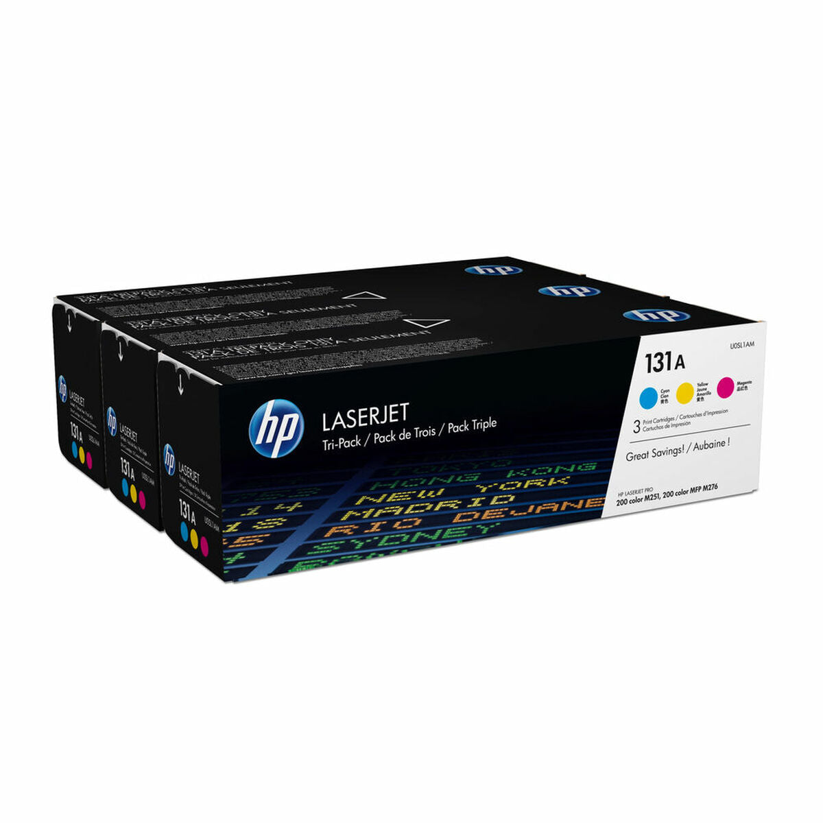 HP 131A original Toner cartridge U0SL1AM cyan magenta yellow standard capacity 3 x 1.800 pages 3-pack