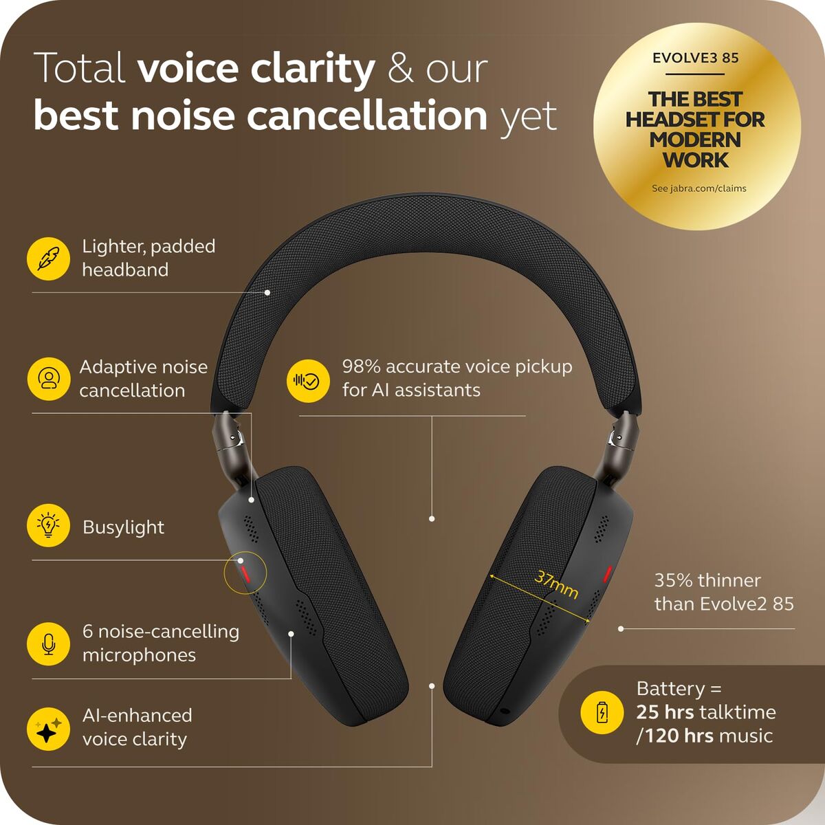 Jabra Evolve3 85 MS Link 390 USB-C Bla