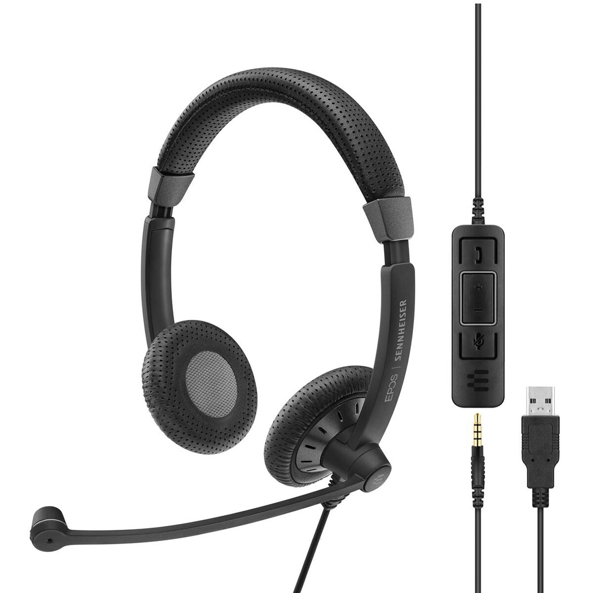 EPOS SC 75 USB MS double-sided wired headset with both 3.5 mm jack and USB connectivity