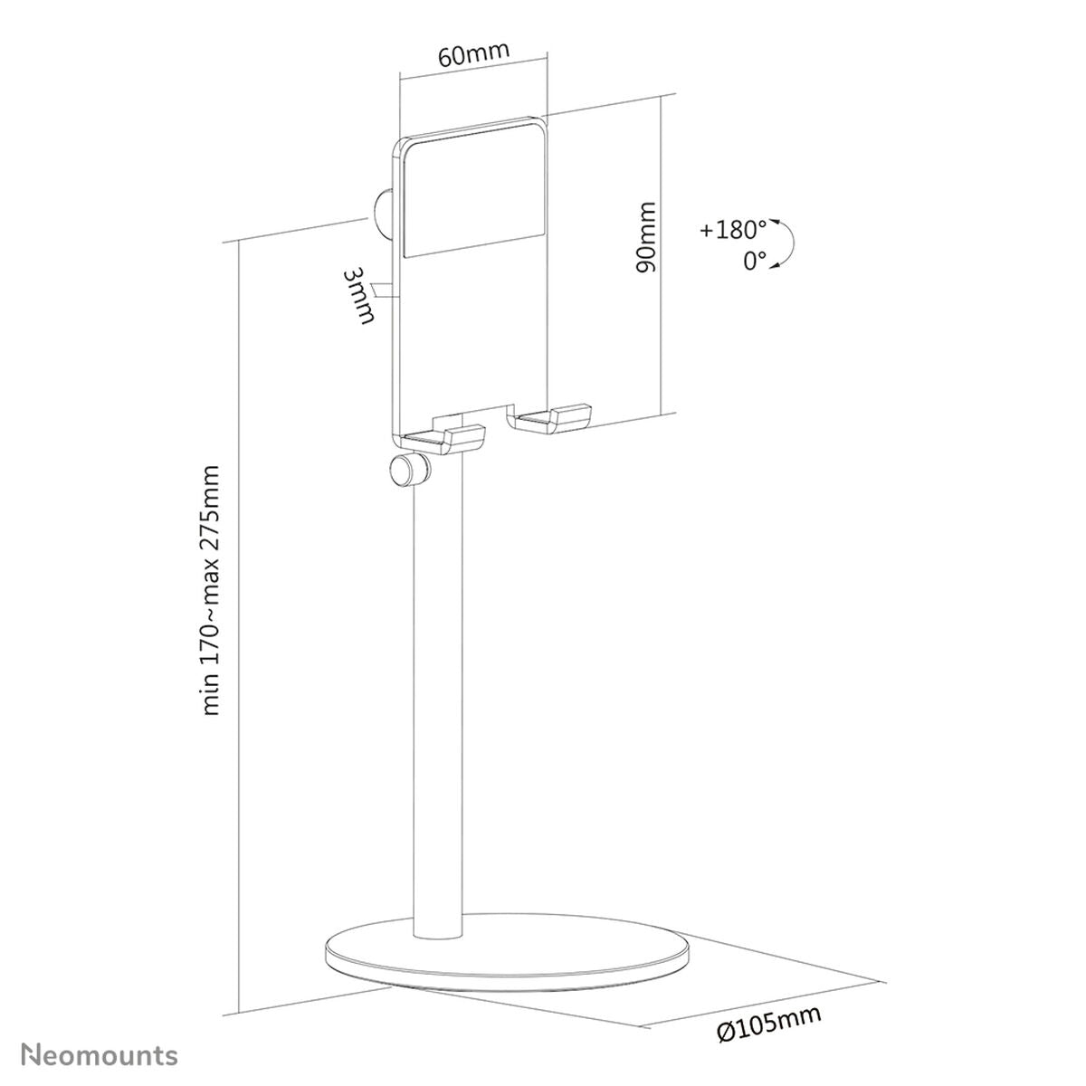 NEOMOUNTS DS10-200SL1 Support pour téléphone jusquà 7p - réglable en hauteur - universel