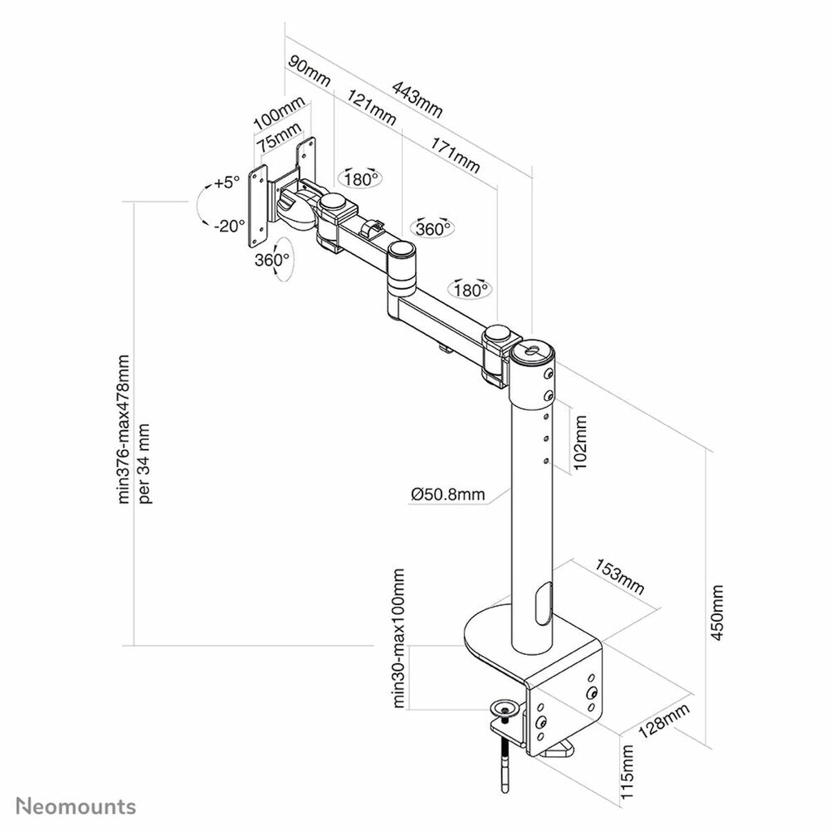 NEOMOUNTS FPMA-D960BLACKPLUS Support décran à fixer 10-49p