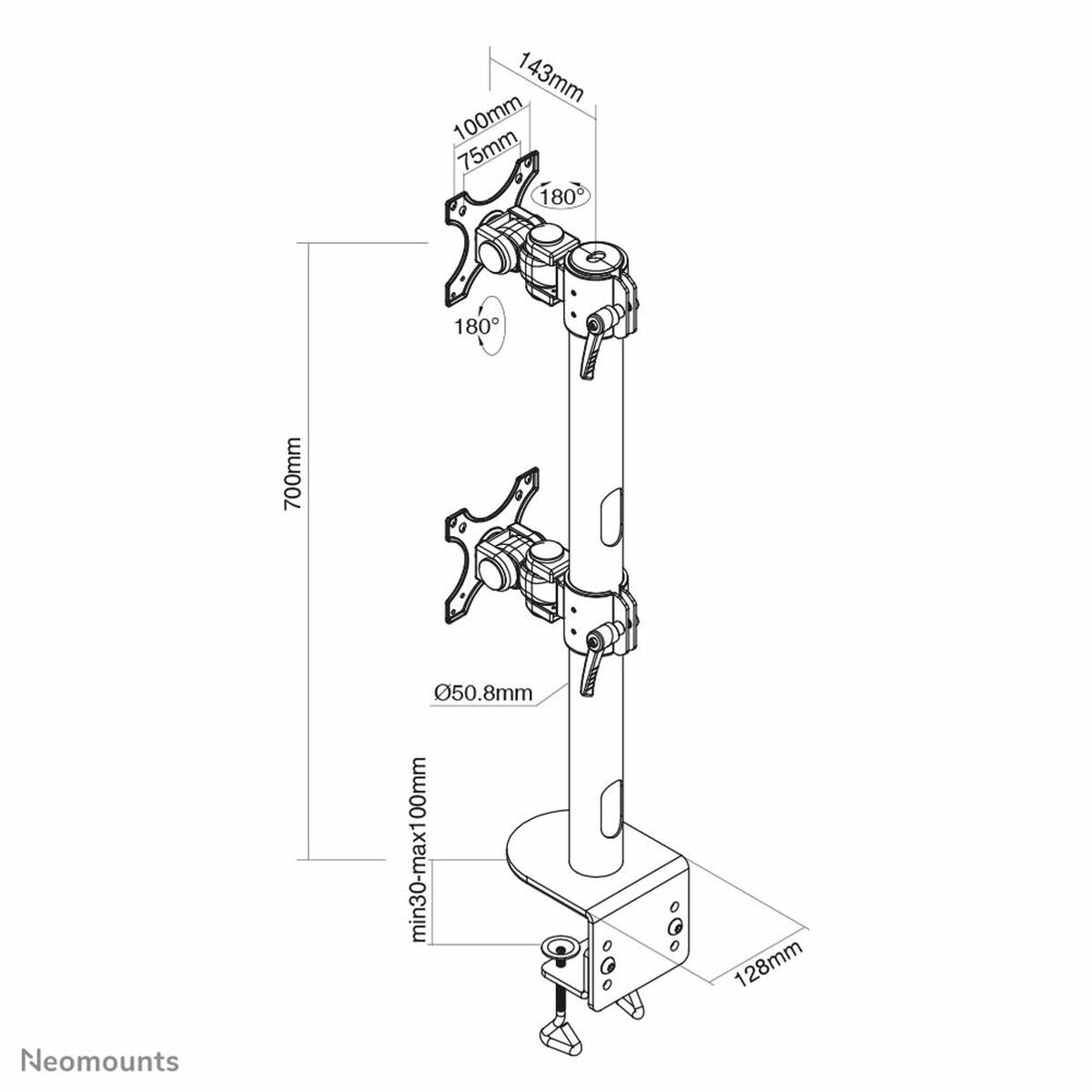 NEOMOUNTS FPMA-D960DVBLACKPLUS Support décran à fixer 17-49p - installation verticale